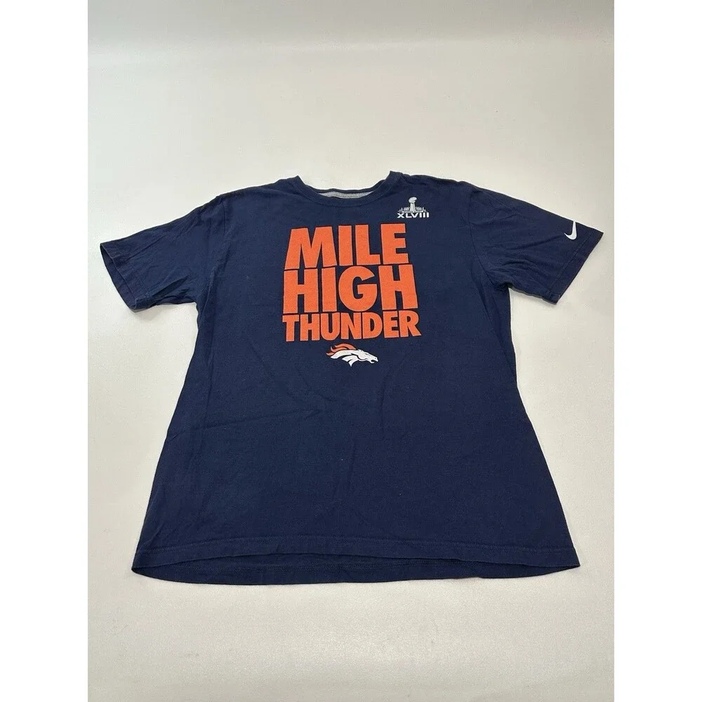 Nike‎ Men's Super Bowl XLVIII Broncos Short Sleeve Regular Fit Shirt, Blue, L